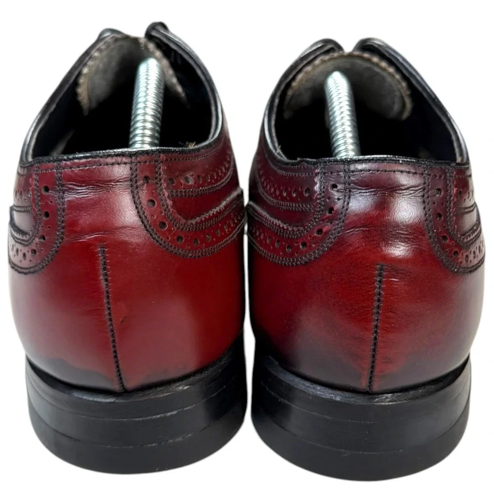 Vintage Florsheim Burgundy Oxblood Wingtip Oxford Dress Shoes Men's 11 D Leather